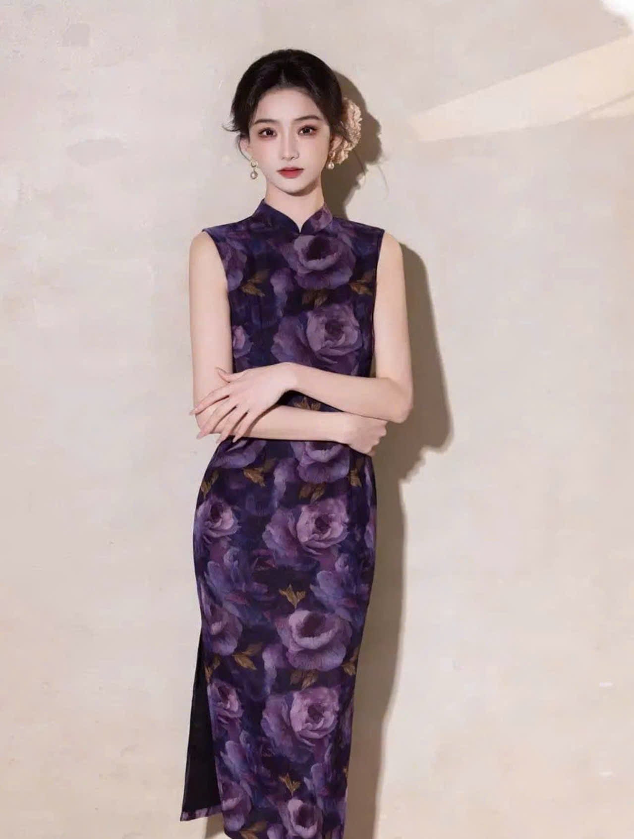 CS05 4867 - Sườn xám dài Mộng tử vi