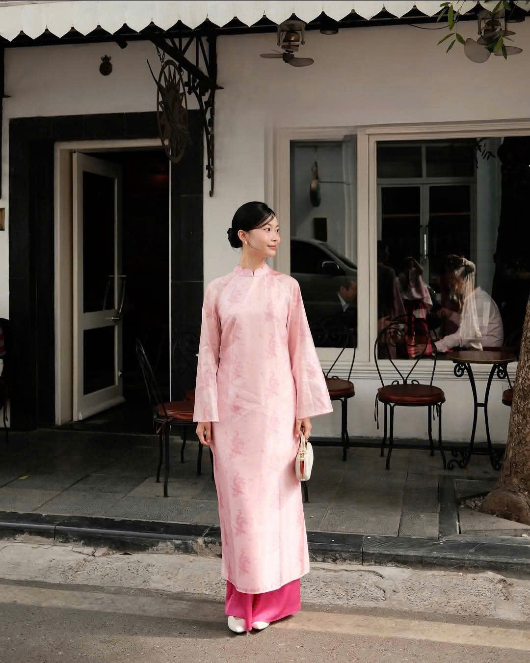 TN57 Áo only no pants - Áo dài dáng suông tơ 4 tà