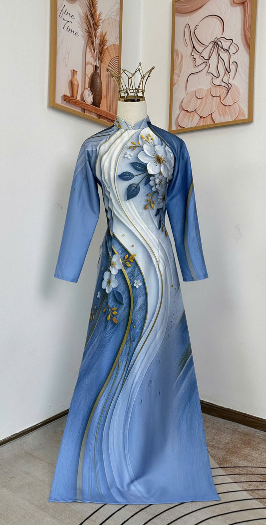 H995 Áo only no pants - Áo dài dáng truyền thống chiết li eo