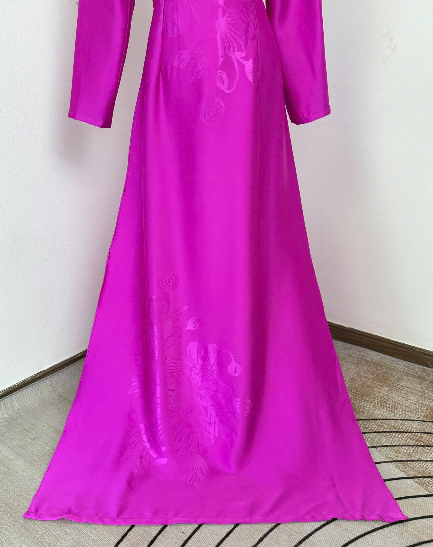 H987 4992 Áo only no pants - Áo dài dáng truyền thống chiết li eo lụa mã não 4D