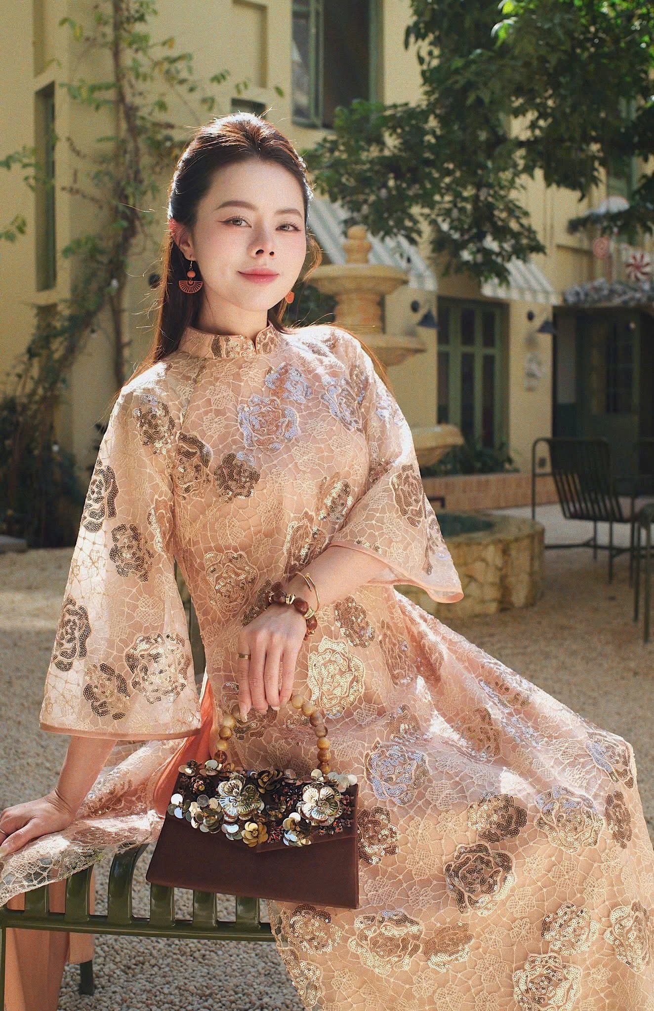 H328 Áo only no pants - Áo dài dáng suông kimsa