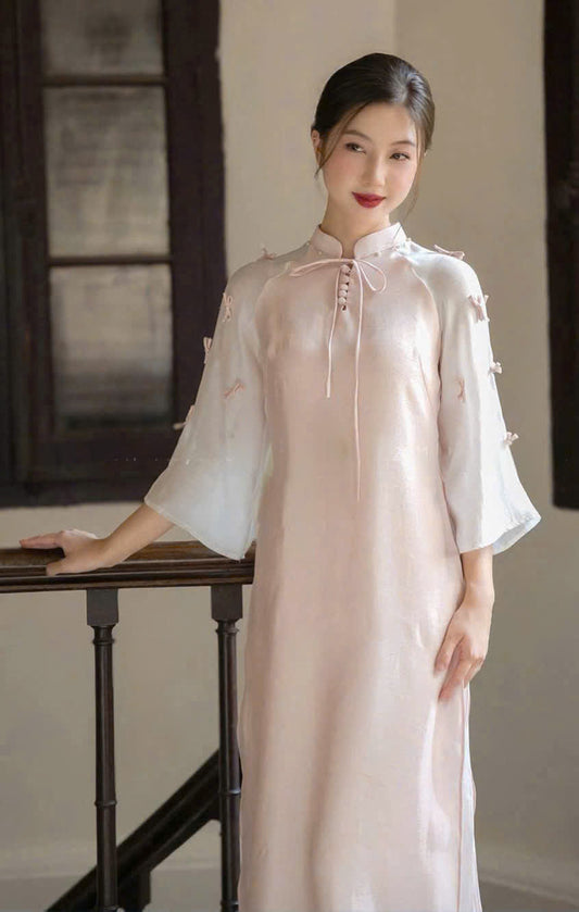 K54 5120 Áo only no pants - Áo dài cách tân phối tay tơ