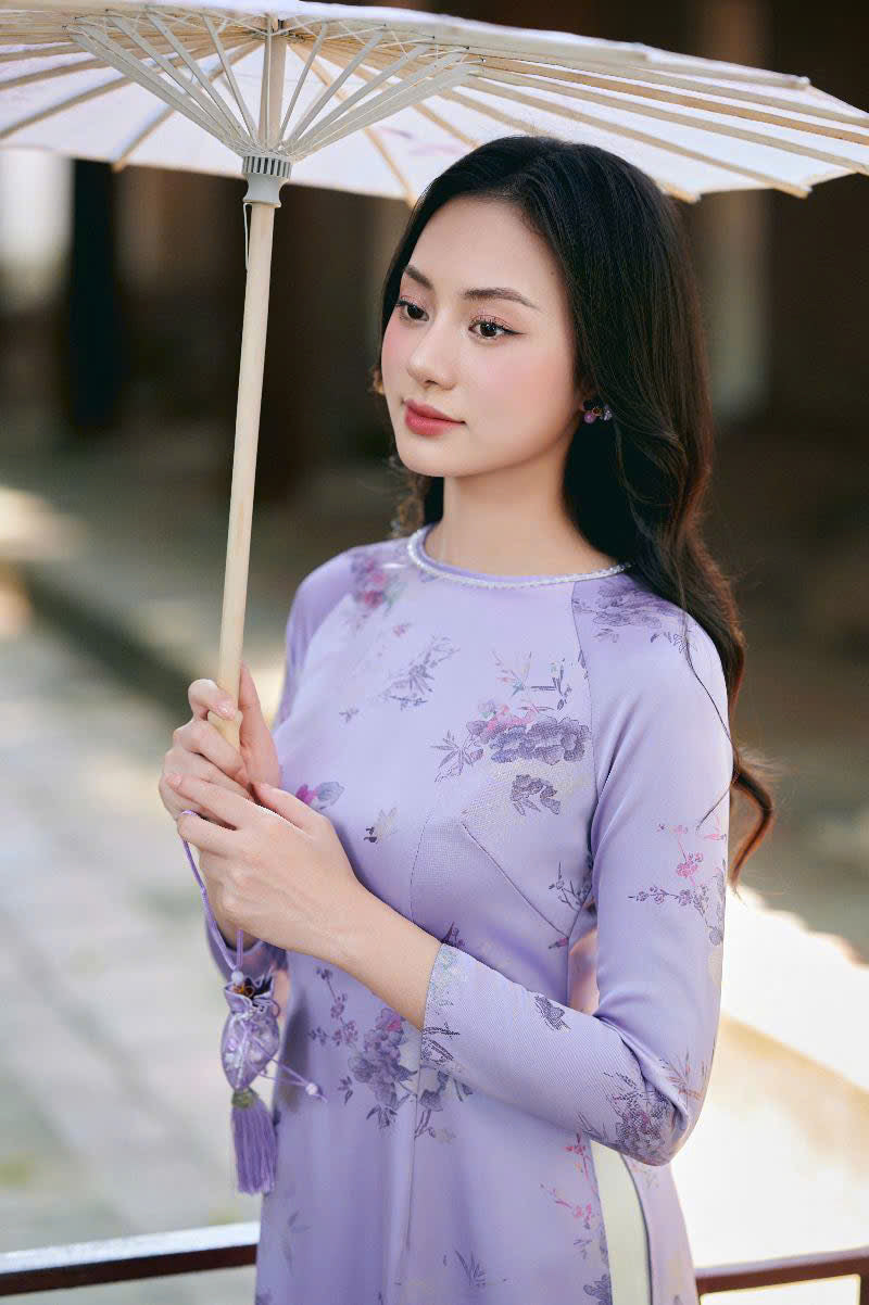 K53 5121 Áo only no pants - Áo dài truyền thống chiết li eo màu tím