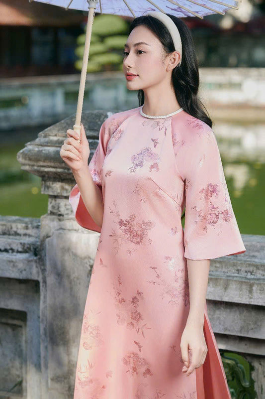 K51 5143 Áo only no pants - Áo dài dáng suông lụa gấm