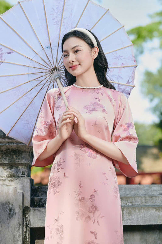 K51 5143 Áo only no pants - Áo dài dáng suông lụa gấm