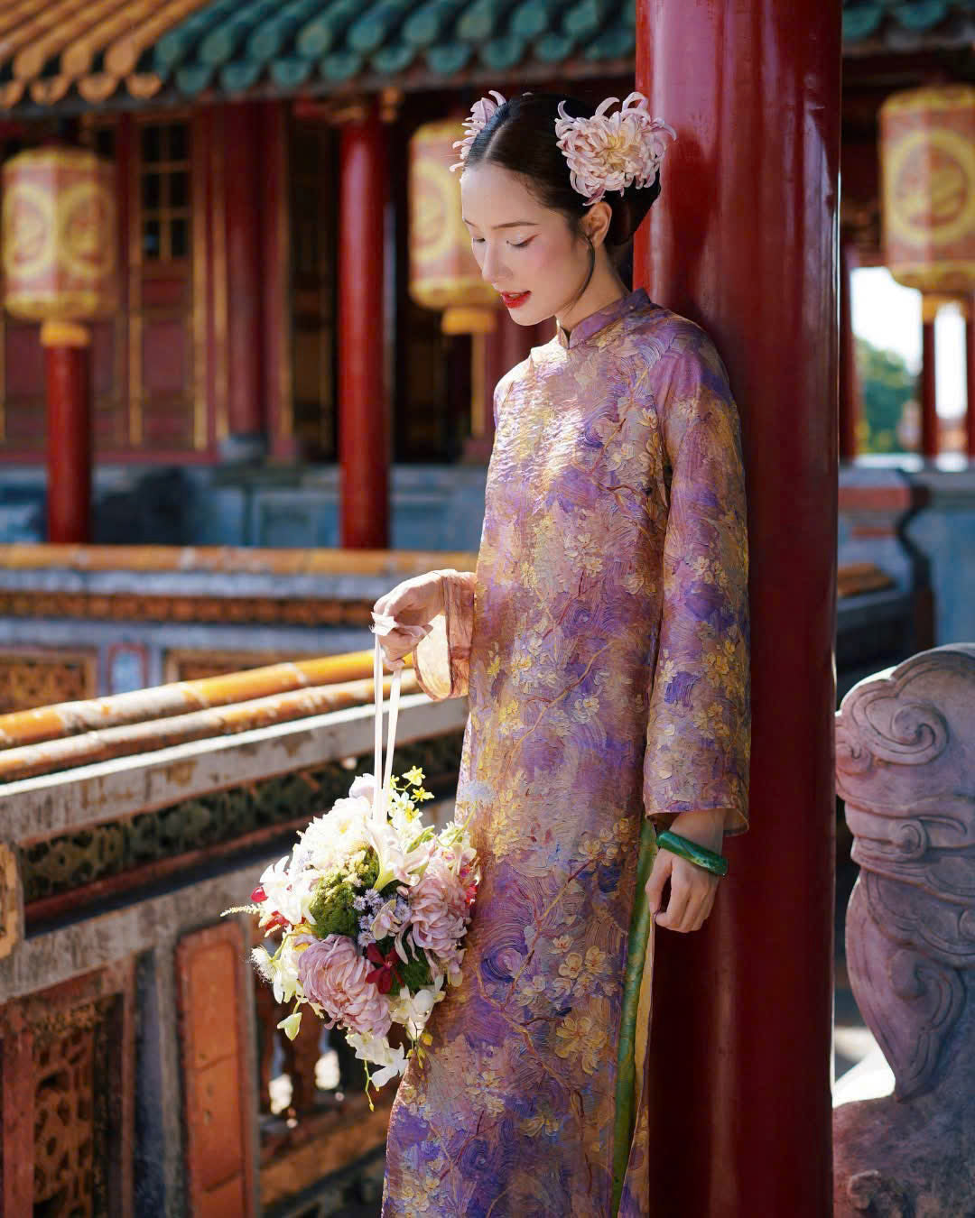 K65 Áo only no pants - Áo dài dáng suông 2 tà lụa tằm