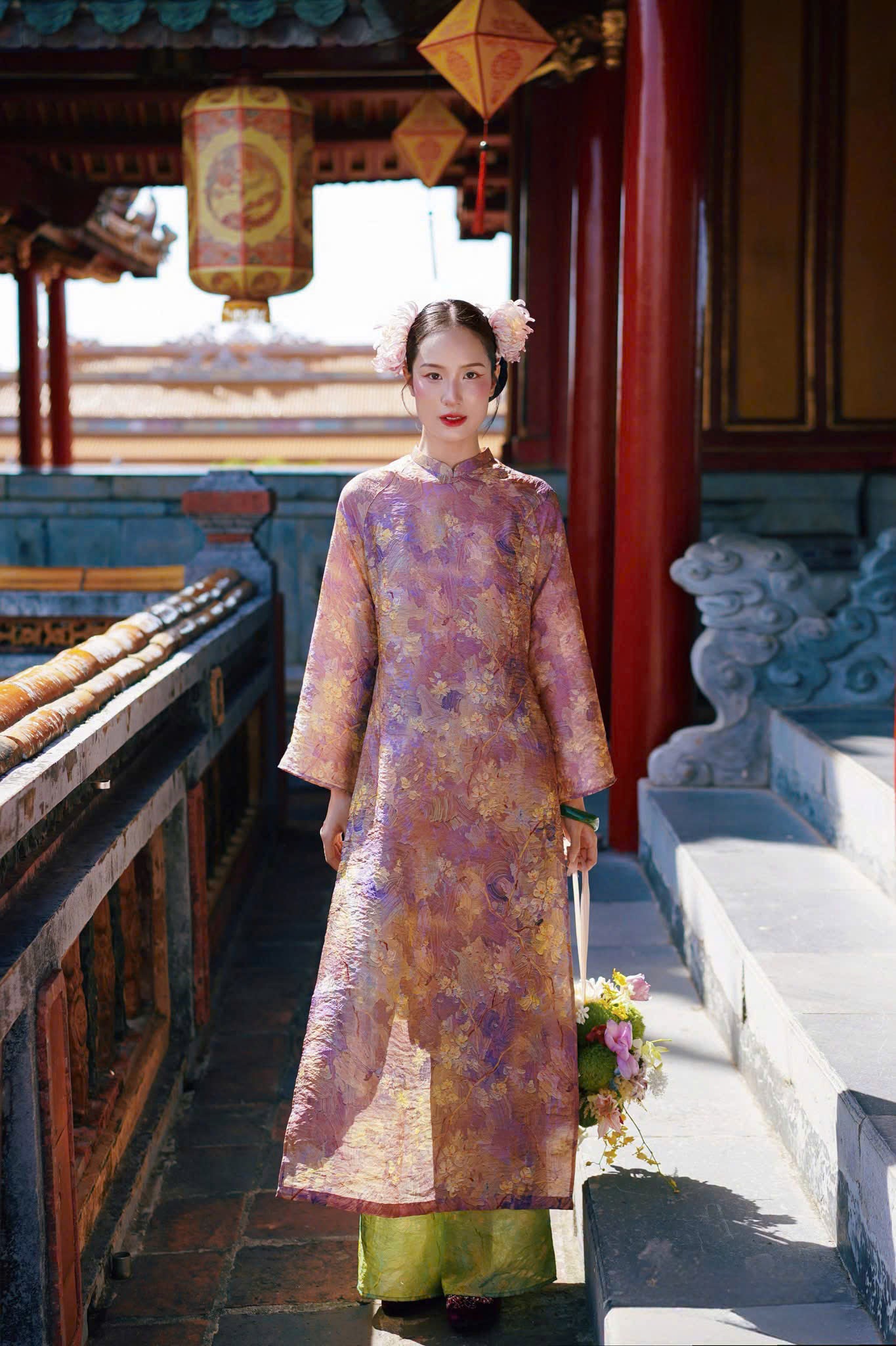 K65 Áo only no pants - Áo dài dáng suông 2 tà lụa tằm