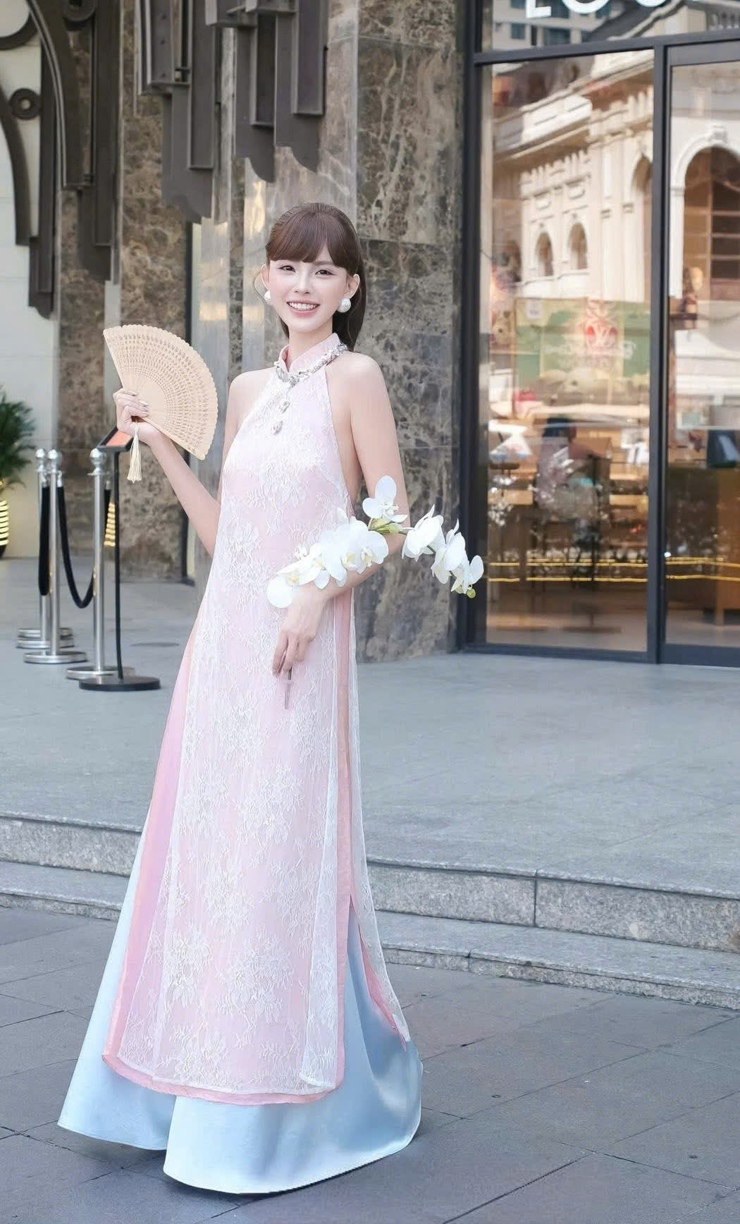 Y74 Yếm only no pants - Yếm ren 4 tà đính kết màu hồng