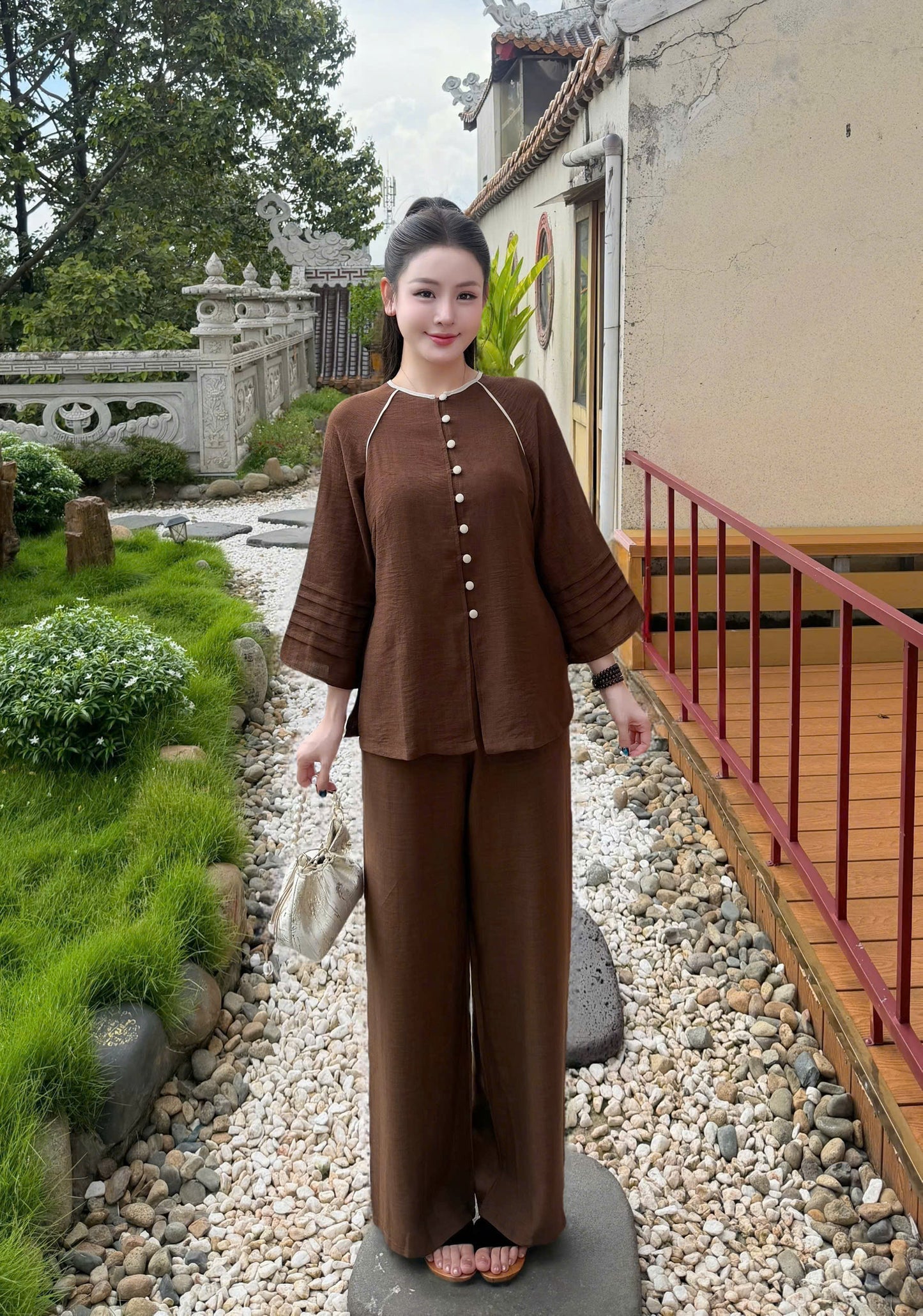 BB314 - Bộ bà ba đũi hàn tay xếp li