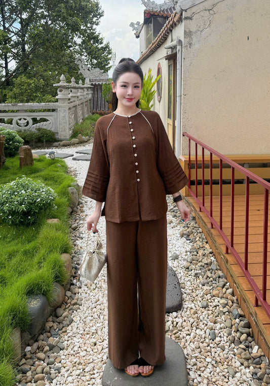 BB314 - Bộ bà ba đũi hàn tay xếp li