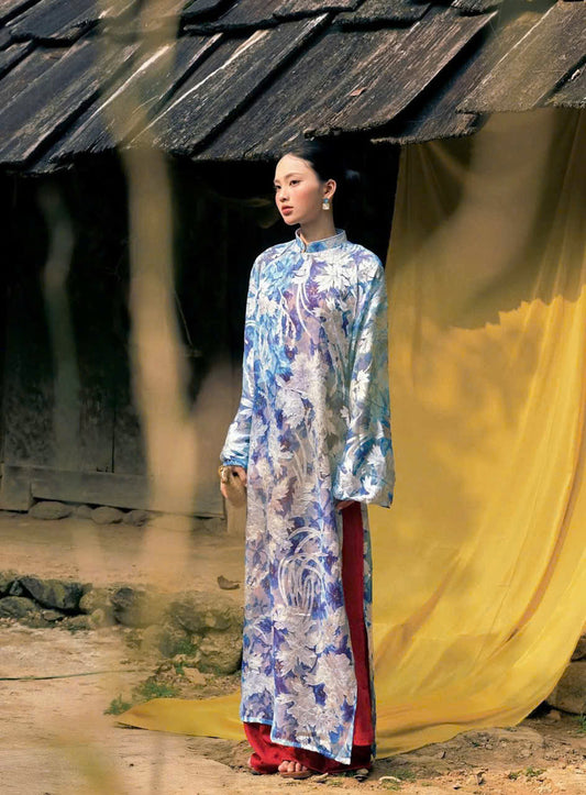 K160 5638 Áo only no pants - Áo dài dáng suông tơ 4 tà cao cấp