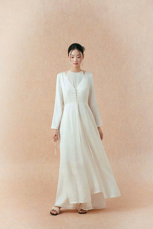 Y113 6160 - Only choàng lụa tằm dạ cúc màu kem