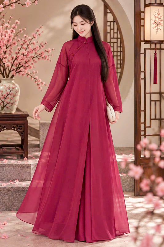 Y111 6157 - Only choàng tơ màu hồng đỏ