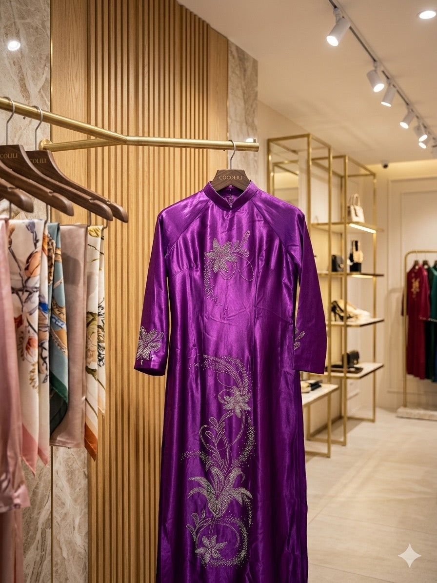 S20262 Áo only no pants - Áo dài thiết kế đính kết