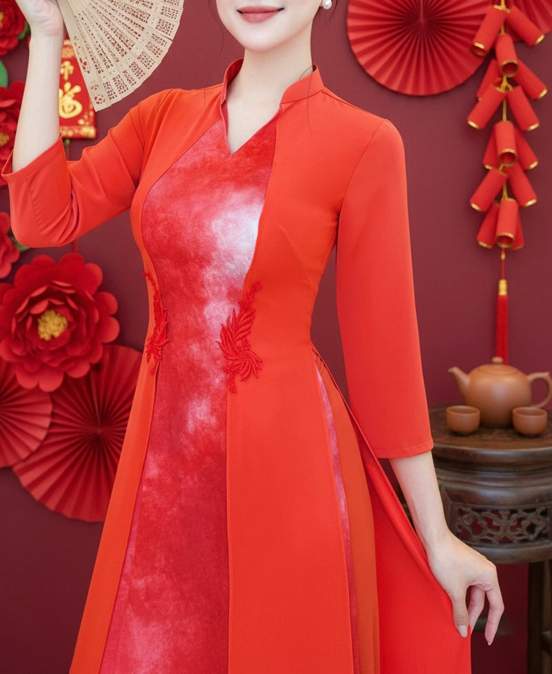 AD2003 4204 Áo only không quần - Áo Dài ngọn lửa đỏ