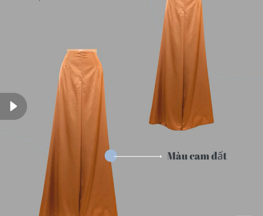 QV020673 3940 - Quần váy lụa mã não Cam đậm