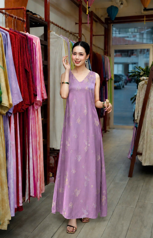 V87 5695 - Đầm dài sát nách có xẻ tà sau