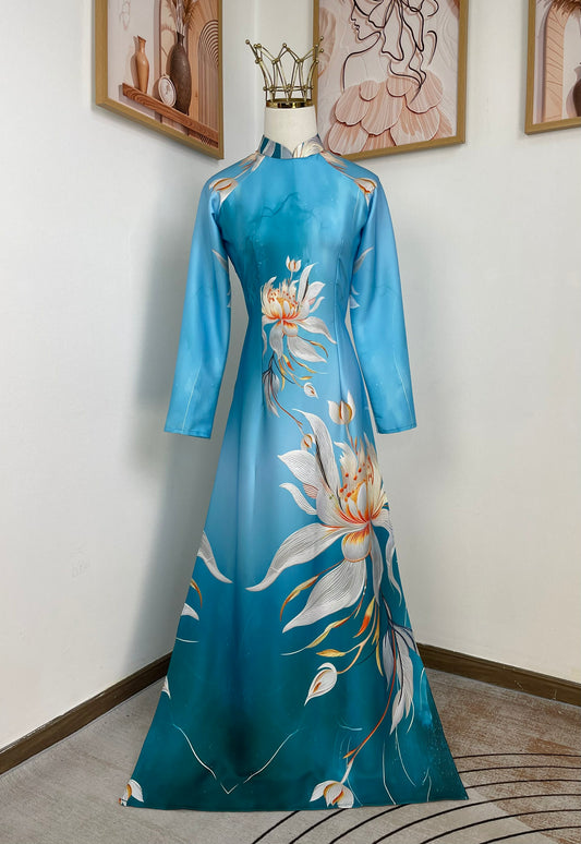 H655 Áo only no pants - Áo dài lụa ánh sao thiết kế