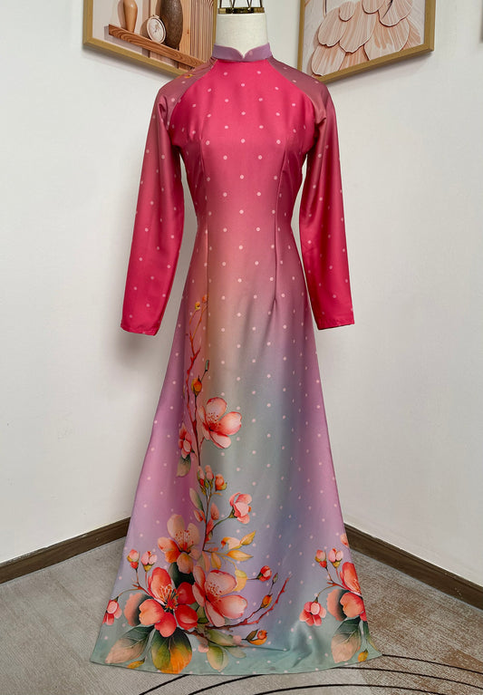 H559 Áo only no pants - Áo dài lụa ánh sao thiết kế