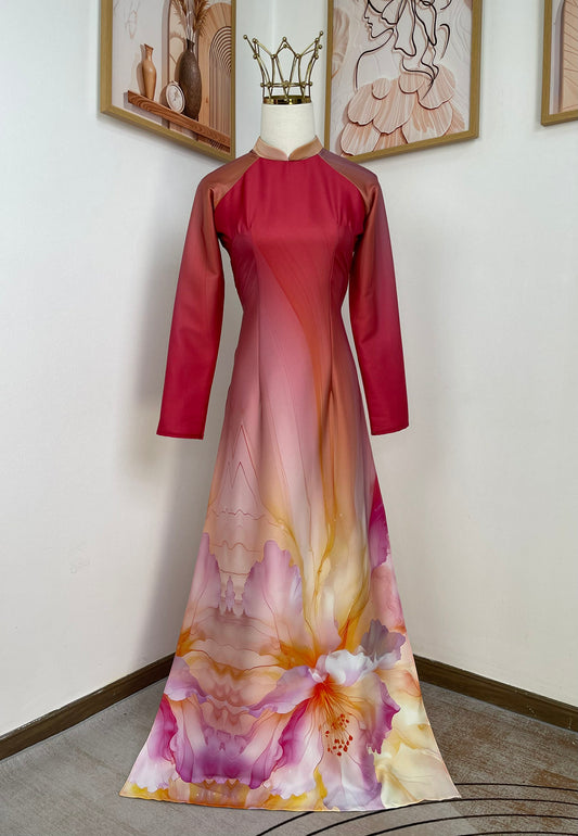 H665 Áo only no pants - Áo dài lụa ánh sao thiết kế