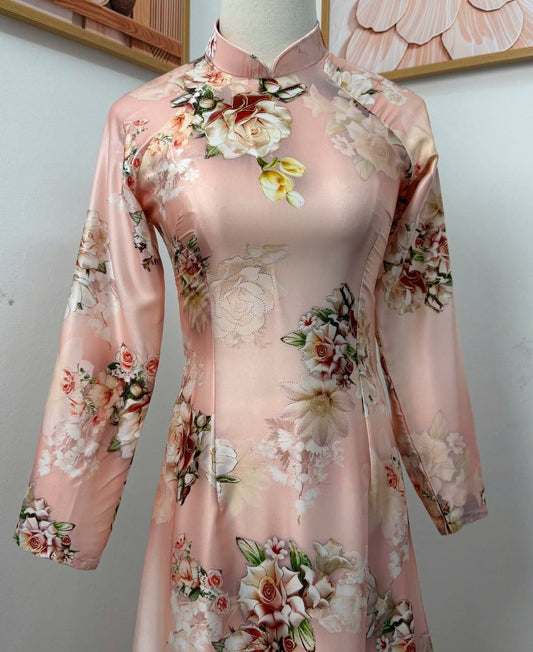 K209 5712 Áo only no pants - Áo dài dáng truyền thống chiết li eo