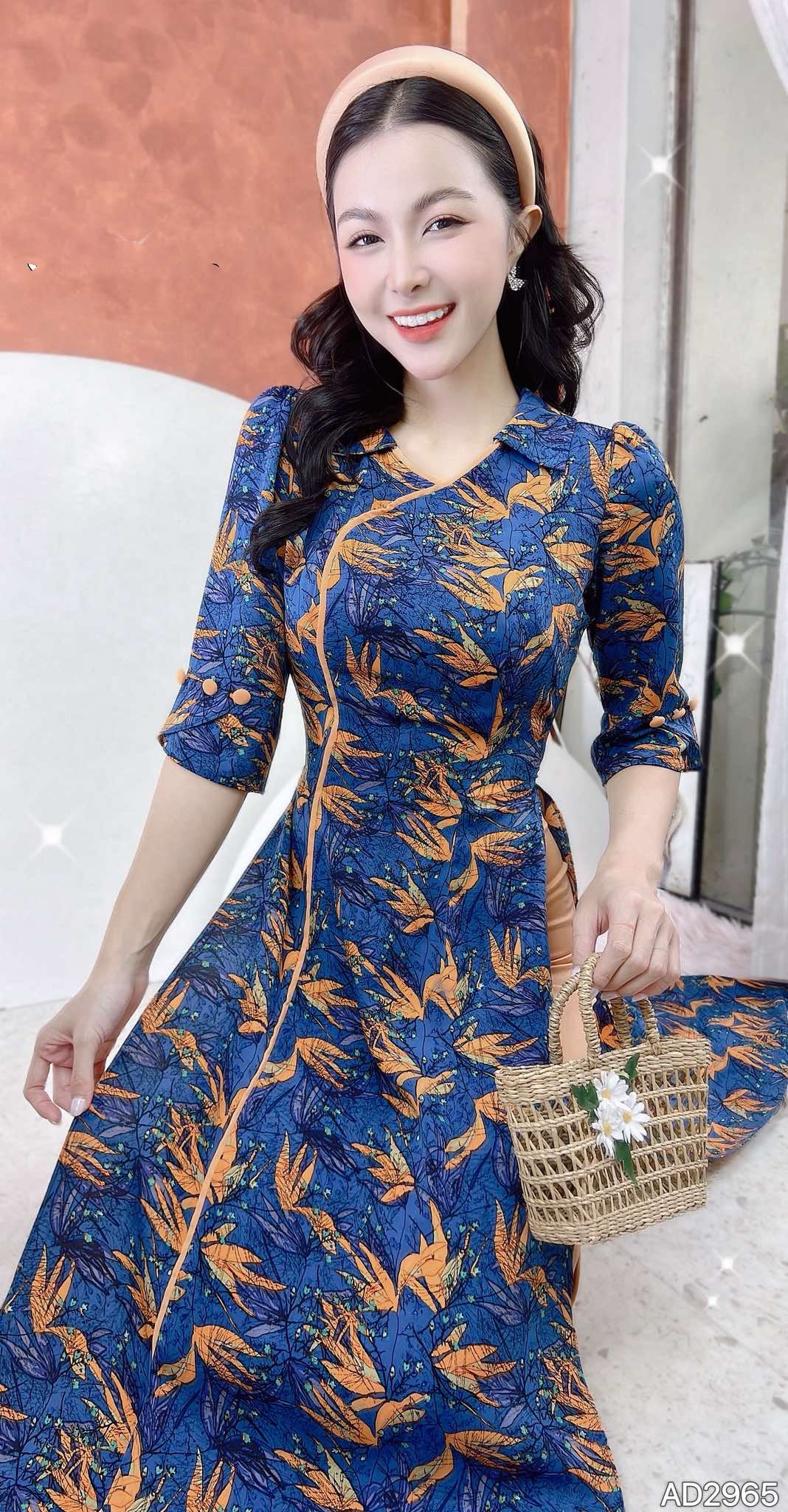 AD2965 Áo only - Áo Dài Cánh Én Vàng