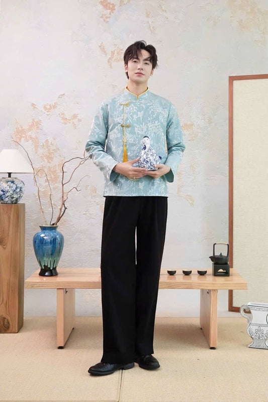 BN226 - Áo nam ngắn lụa gấm