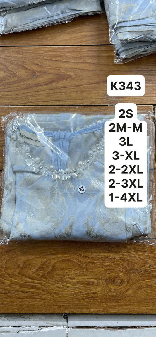 K343 6394 Áo only no pants - Áo dài dáng suông 2 tà lụa tằm thọ dơi