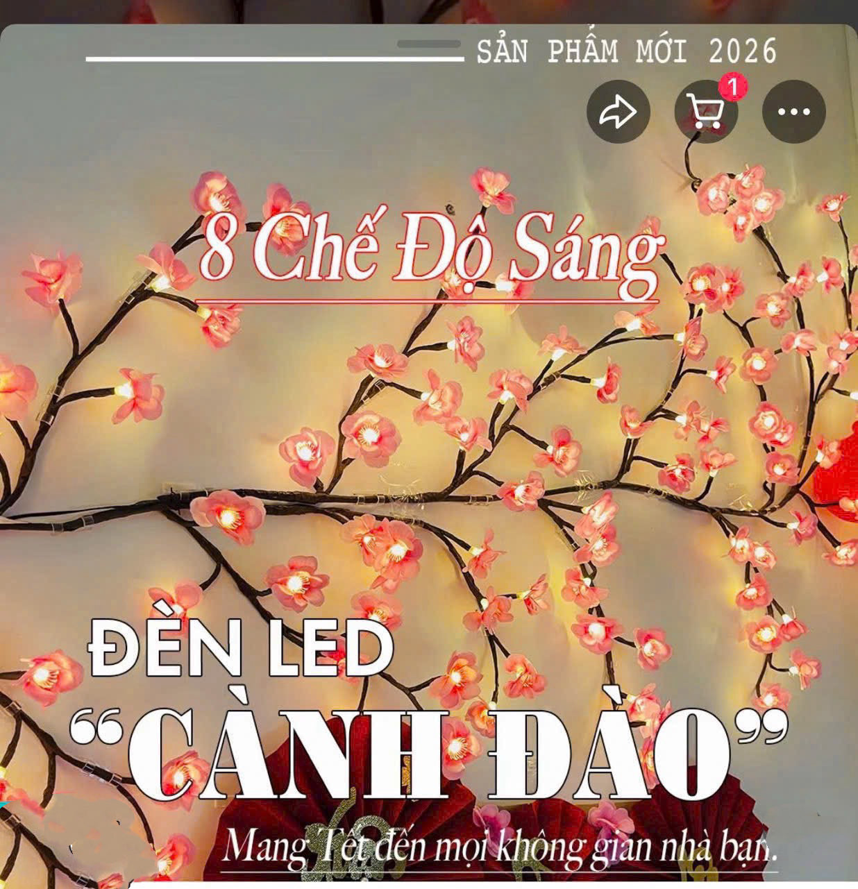 Tet14-2223 Đèn led cành đào decor