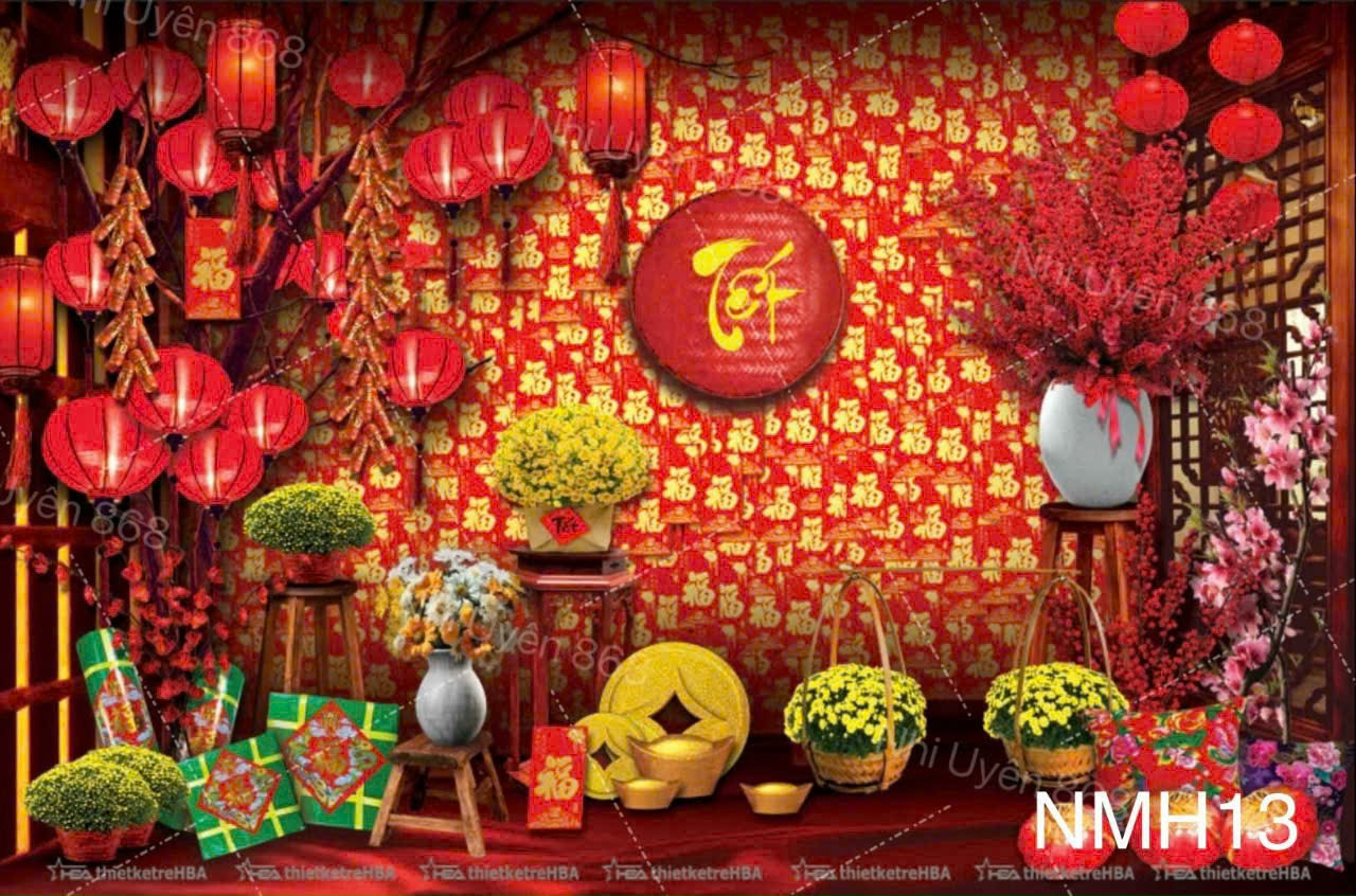 Super High Quality Back Drop. Code (NMH13) for Tet Vietnamese New Year