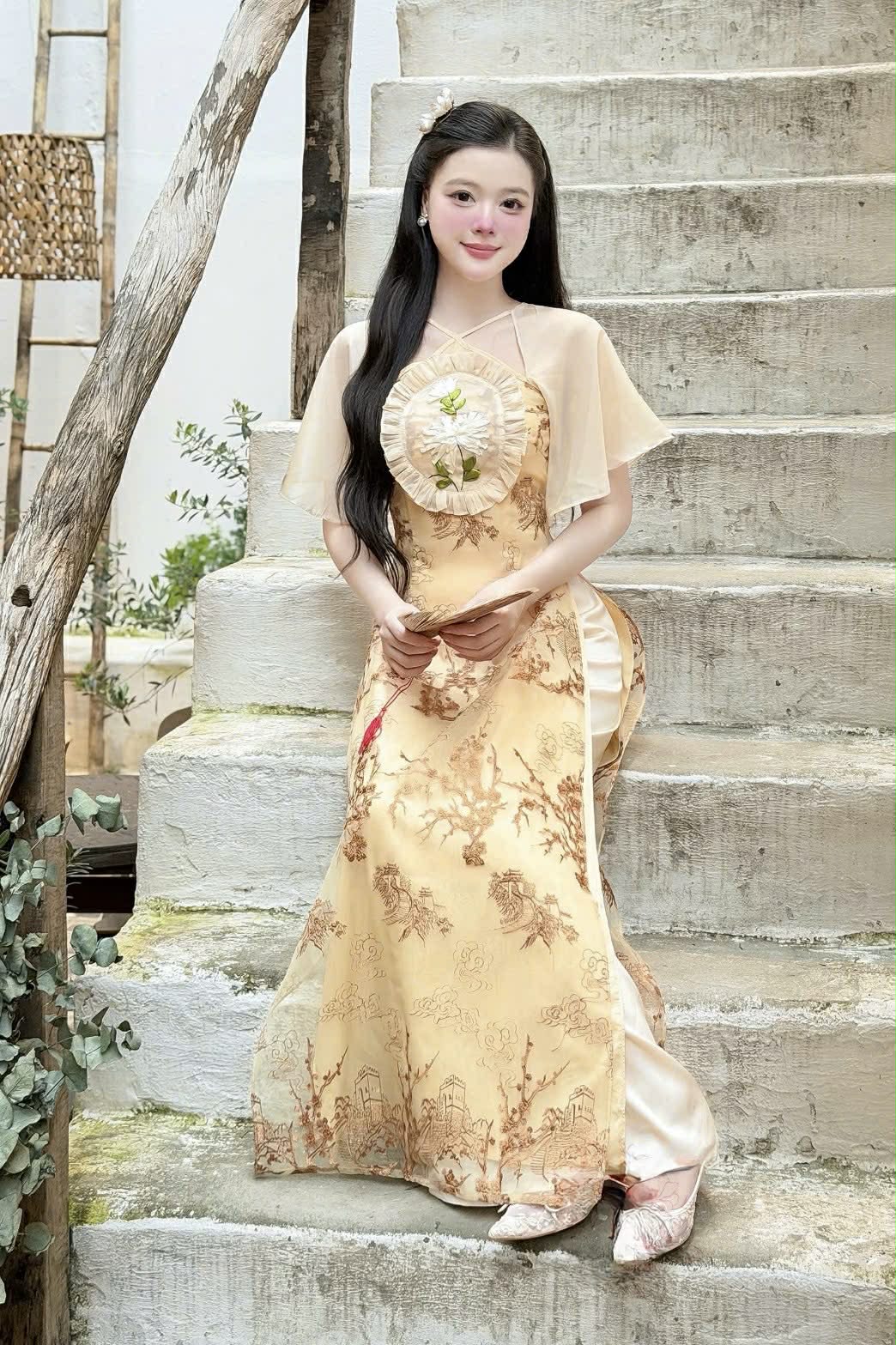 M308 Áo + quần - Áo dài cách tân yếm choàng