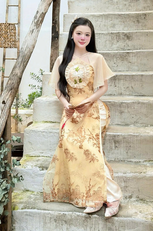 M308 Áo + quần - Áo dài cách tân yếm choàng