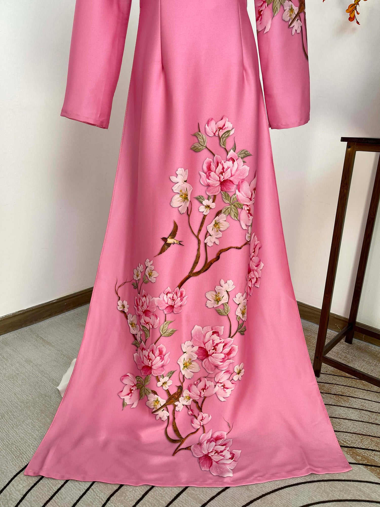 H458 Áo only - Áo dài lụa ánh sao màu hồng – Cocolilistore