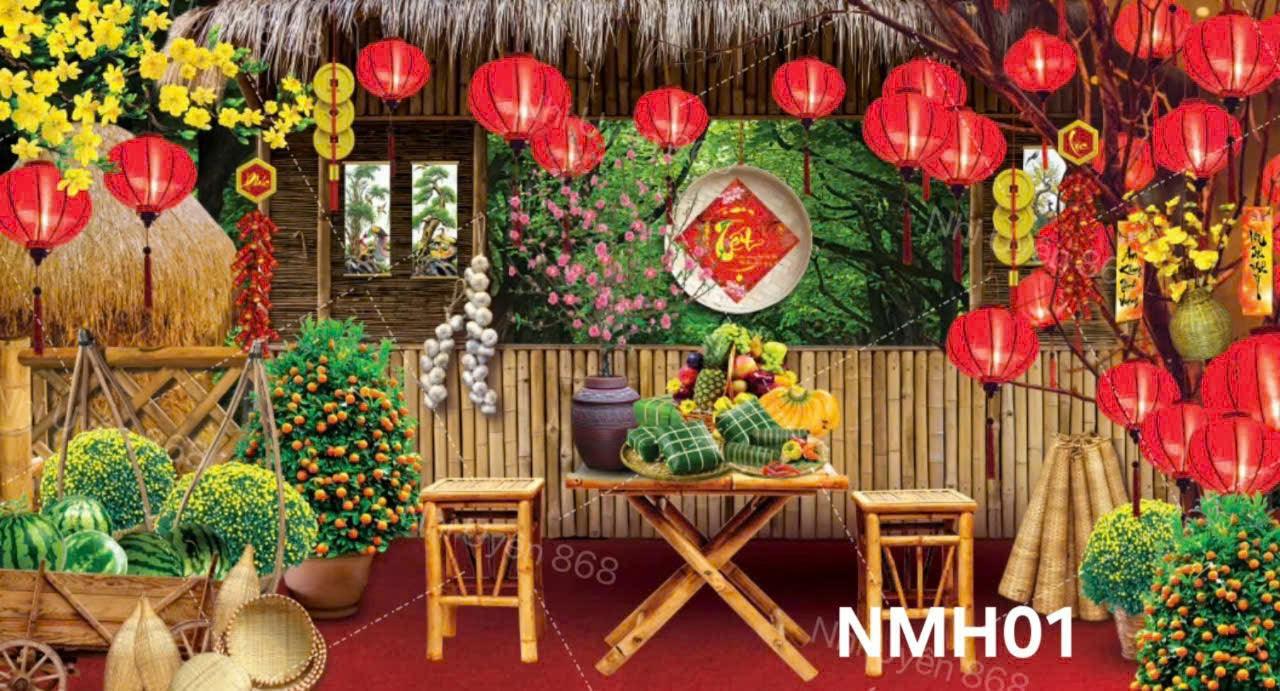 Super High Quality Back Drop. Code (NMH01) for Tet Vietnamese New Year