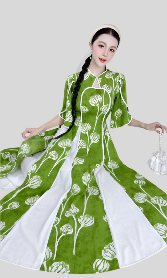 AD2894 Áo only - Áo dài 2 tà đình tranh