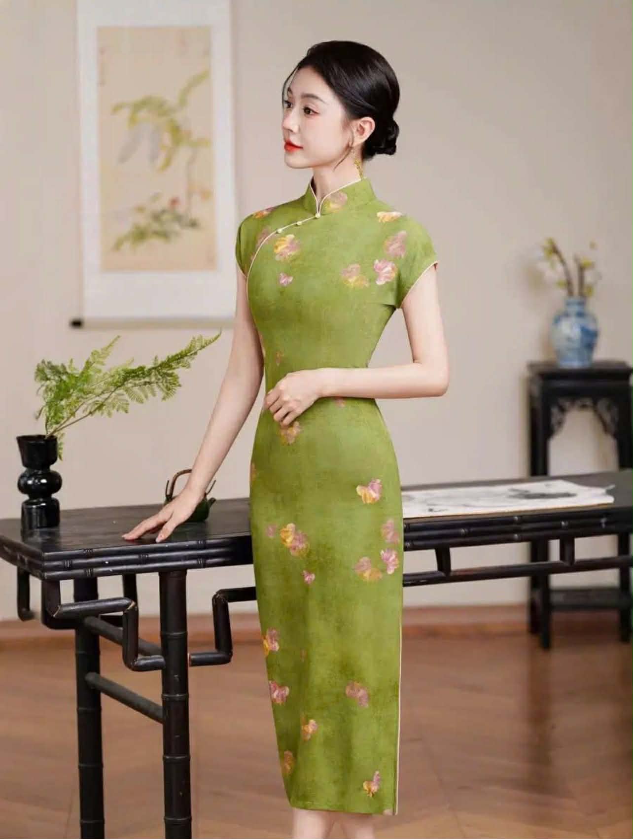 SX03 3745 - Sườn xám lửng bích xuân