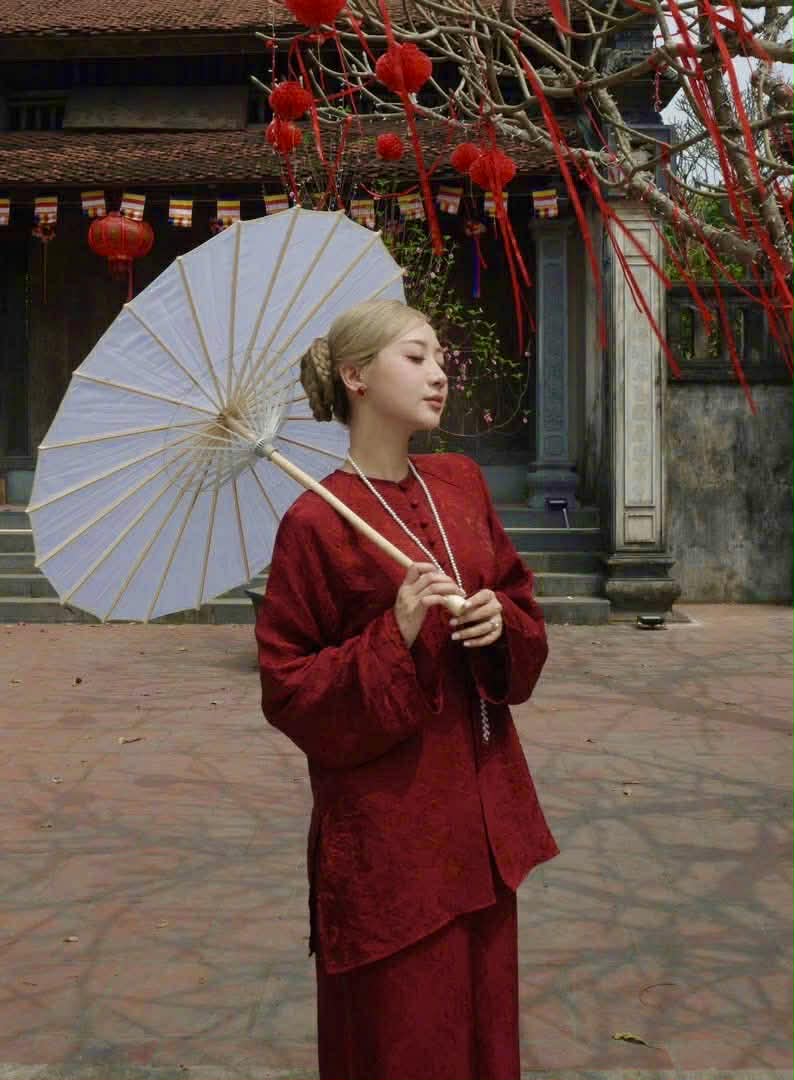 BB124 3704 - Set bà ba lụa tằm ánh kim tencel thọ dơi