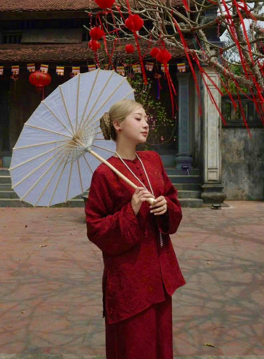 BB124 3704 - Set bà ba lụa tằm ánh kim tencel thọ dơi