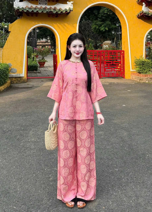 BB115 3697 - Set bà ba lụa tằm hoa thuỷ tiên