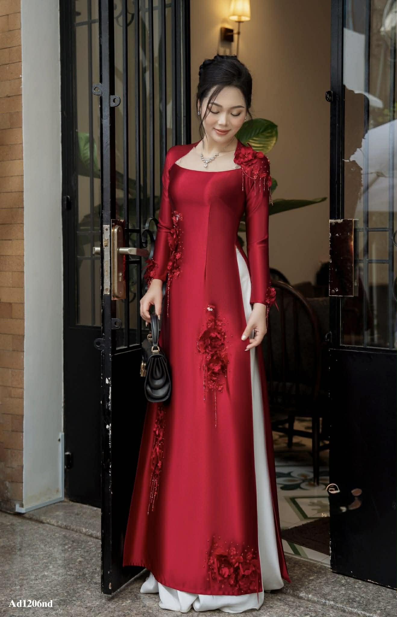 S246 2093 Áo only - Áo dài lụa thiết kế màu đỏ