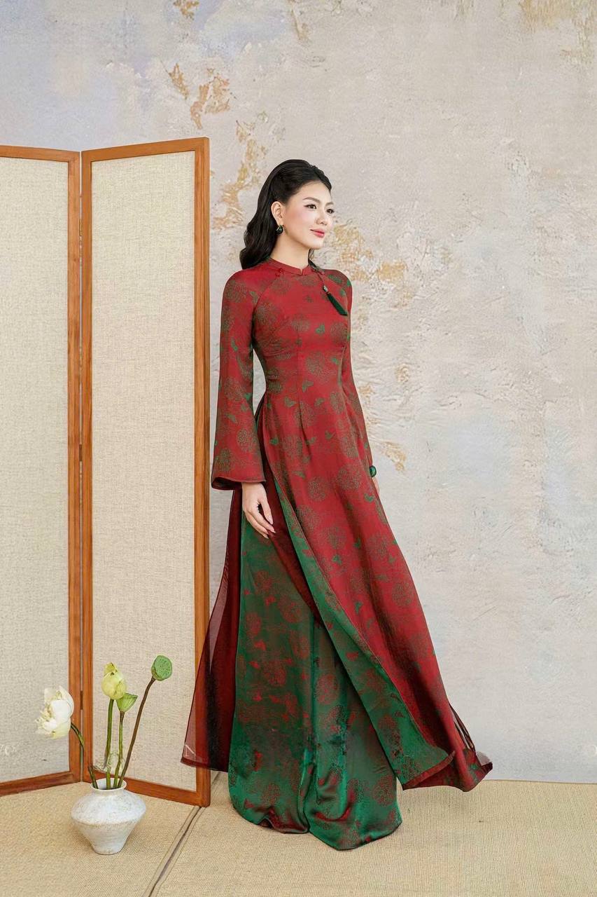 K251 Áo only no pants - Áo dài dáng truyền thống chiết eo 4 tà lụa tằm tam liên
