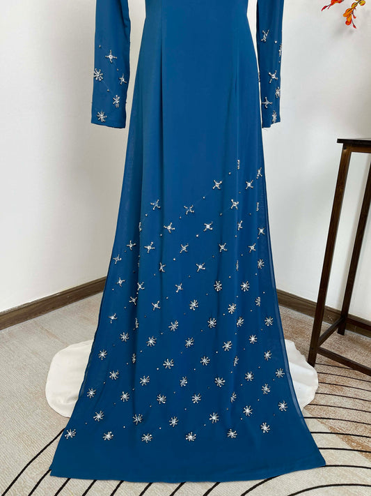 S239 1925 Áo only - Áo dài đính kết màu xanh dương