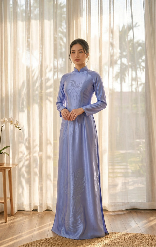 H785 4200 Áo only no pants - Áo dài lụa mã não 4D