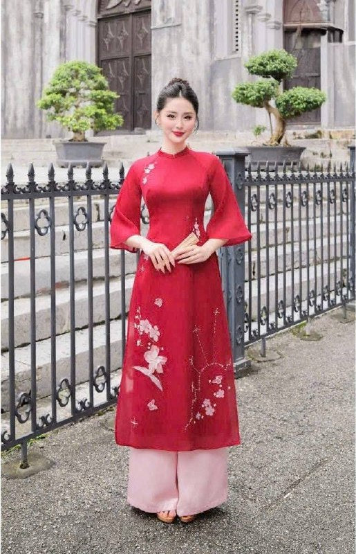 TN110 5366 Áo only no pants - Áo dài cách tân tơ 4 tà