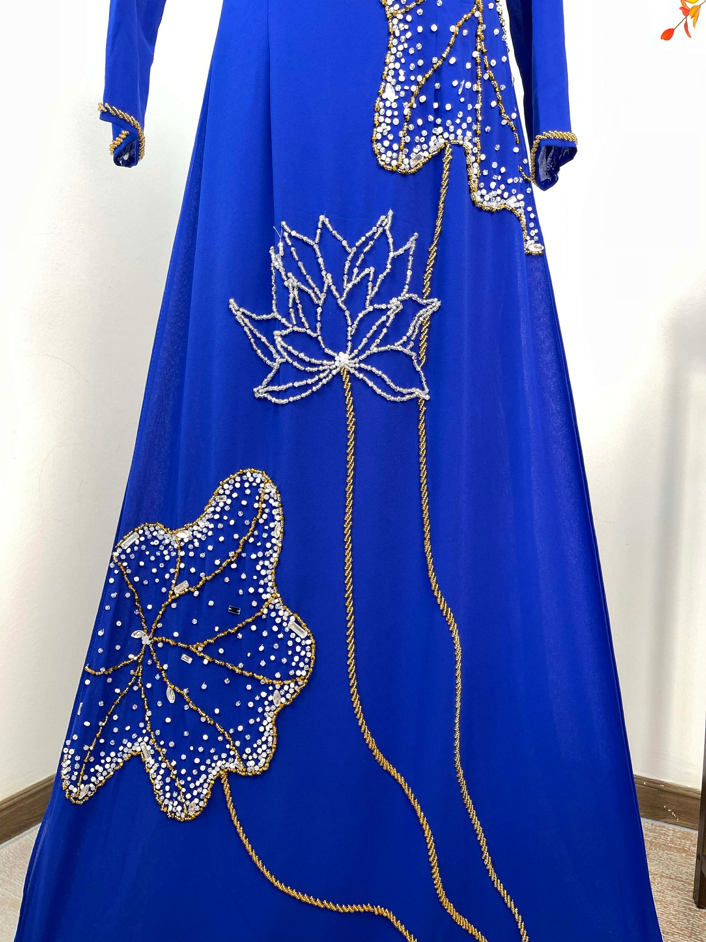 S248 2095 Áo only - Áo dài lụa thiết kế màu xanh