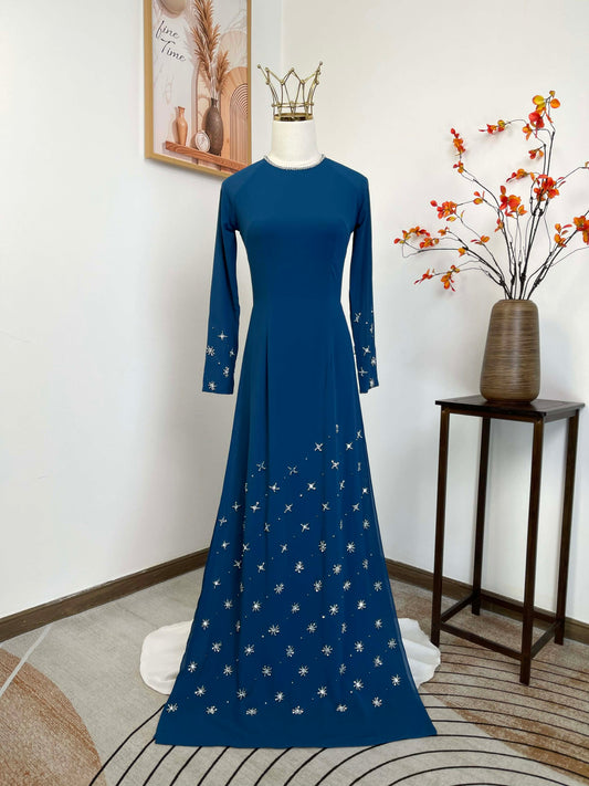 S239 1925 Áo only - Áo dài đính kết màu xanh dương