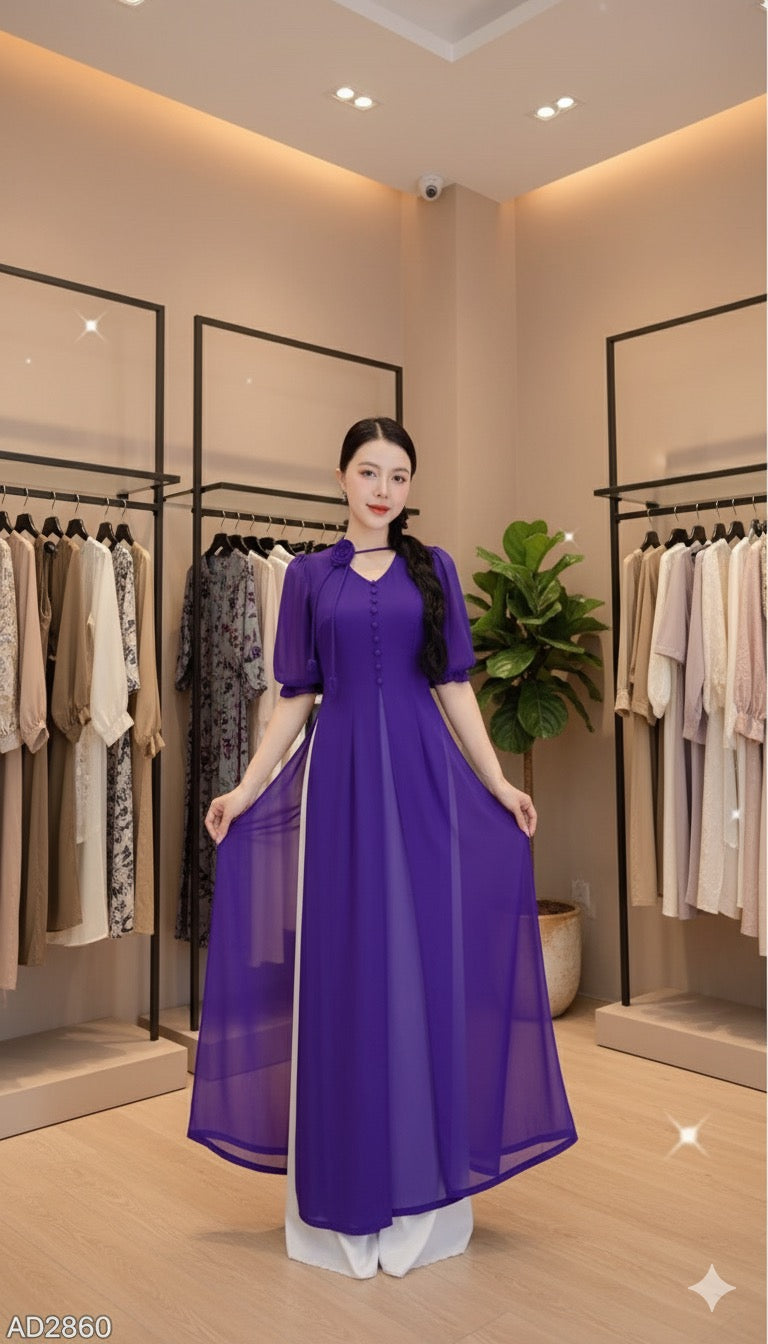 AD2860 Áo only - Áo dài tơ 4 tà cách điệu nhiều màu