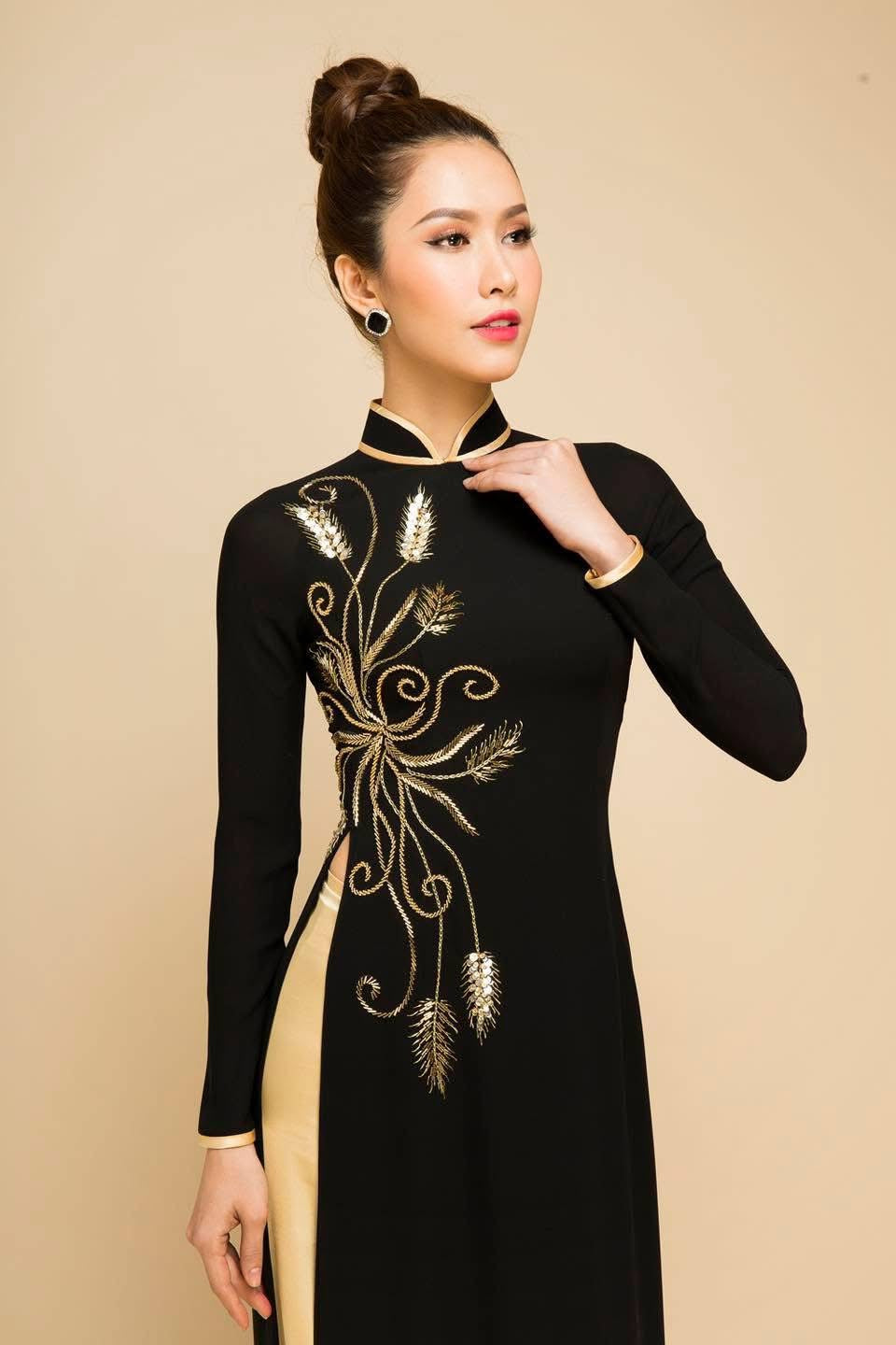 S301 Áo only no pants - Áo dài thiết kế chiffon 4 tà đính kết
