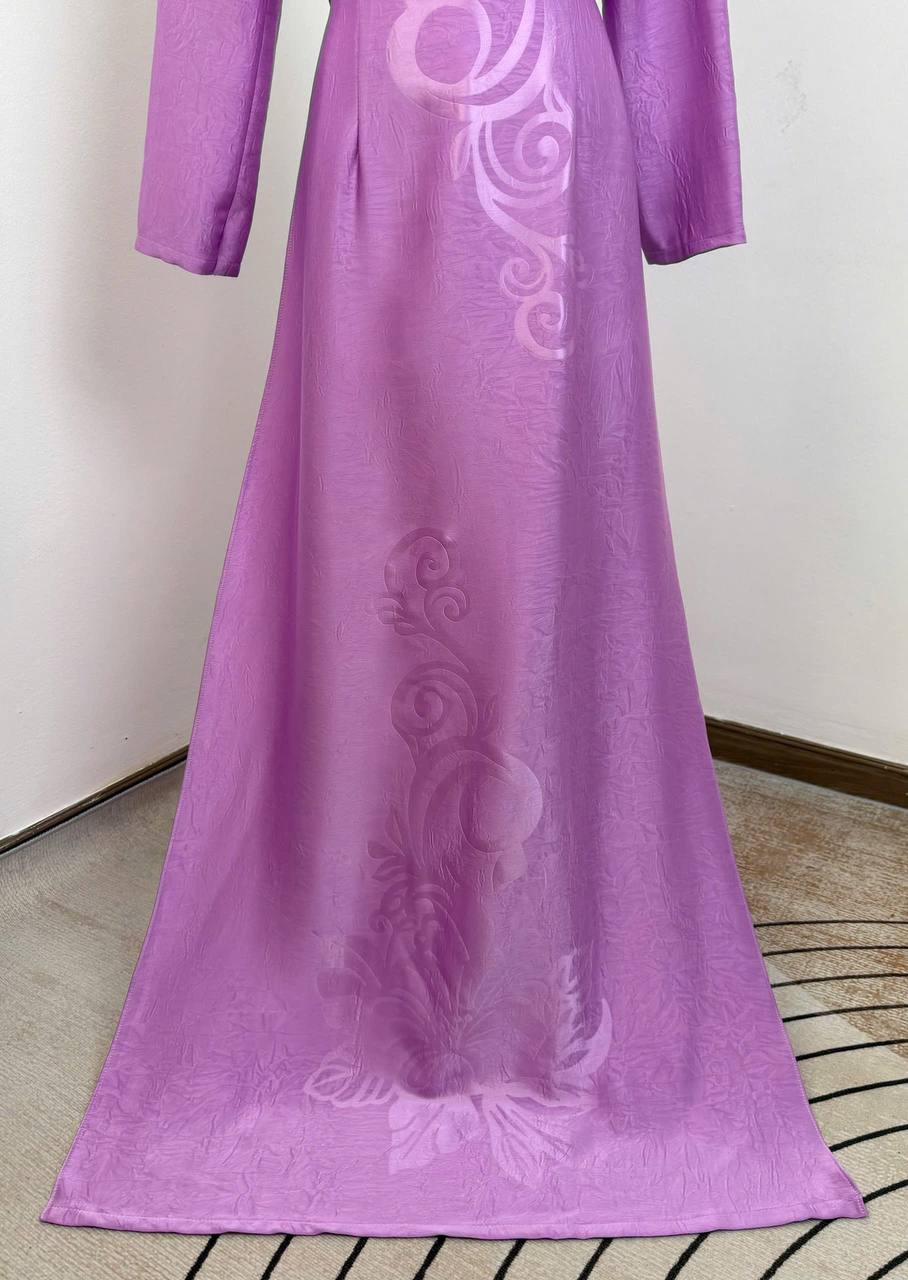 K119 5354 Áo only no pants - Áo dài truyền thống chiết li eo lụa indo 4D