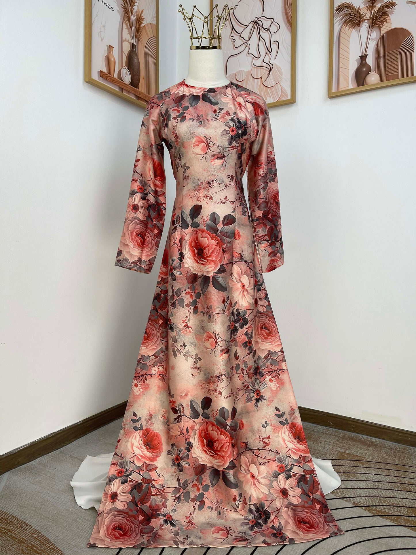 H405 1764 Áo only - Áo dài lụa kim sa phú quý